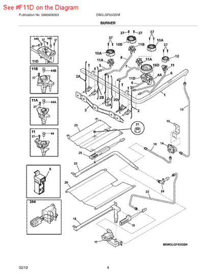 Picture of Frigidaire IGNITOR/ORIFICE ASS - Part# 316525101