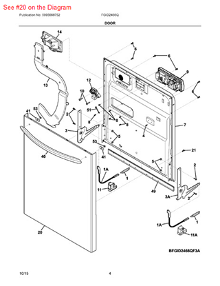 Picture of Frigidaire DOOR ASSEMBLY - Part# 807278502