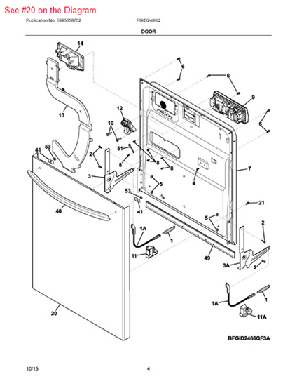 Picture of Frigidaire DOOR ASSEMBLY - Part# 807278502