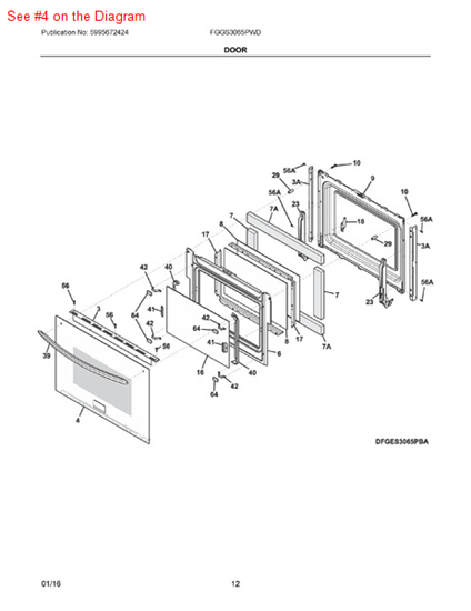 Picture of Frigidaire DOOR ASSEMBLY - Part# 808950005
