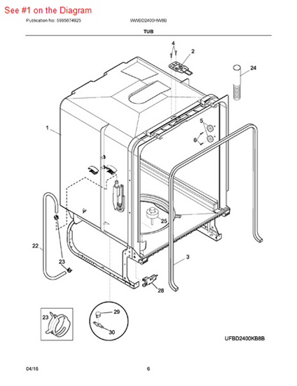 Picture of Frigidaire TUB ASSY - Part# 5304488410