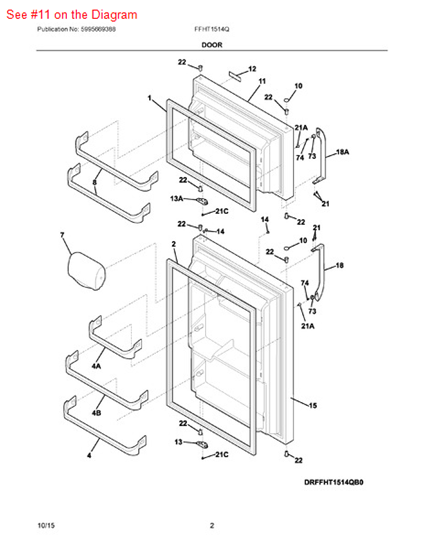 Picture of Frigidaire FREEZER DOOR - Part# 5304497440