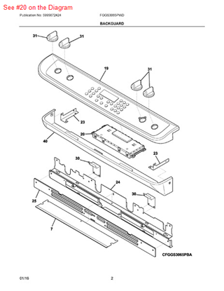 Picture of Frigidaire CONTROLLER - Part# 5304499521