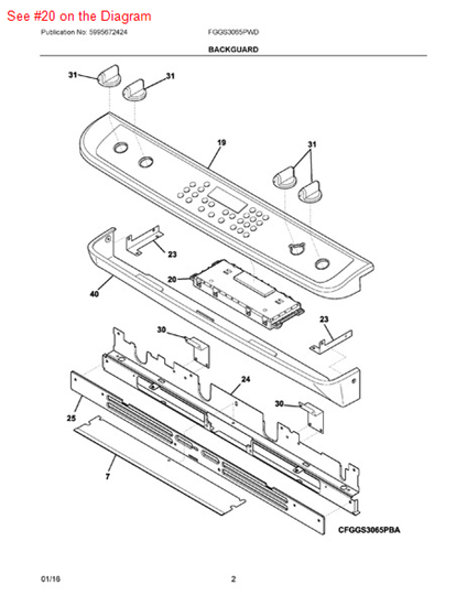 Picture of Frigidaire CONTROLLER - Part# 5304499521