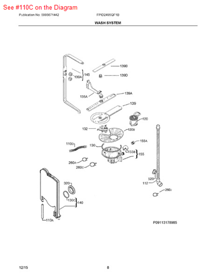 Picture of Frigidaire HOSE - Part# A00005903