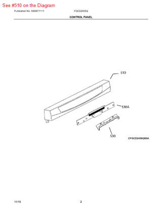 Picture of Frigidaire CONTROL PANEL - Part# A00035004