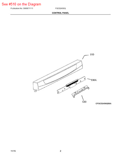 Picture of Frigidaire CONTROL PANEL - Part# A00035004