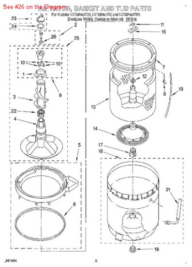 Picture of Whirlpool WASHER, TUB - Part# 21365