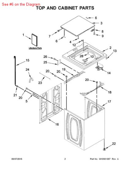 Picture of Whirlpool HINGE-LID - Part# 91770