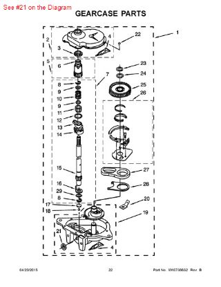Picture of Maytag Whirlpool KitchenAid Magic Chef Roper Norge Sears Kenmore Admiral Amana Clothes Washer Oil Seal Kit for Gearcase Input Shaft - Part# 285352