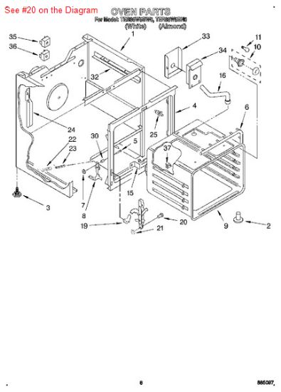 Picture of Whirlpool PIN-HINGE - Part# 307986