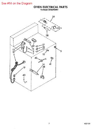 Picture of Whirlpool KitchenAid Roper Amana Jenn-Air Maytag Caloric Gaffers and Sattler Magic Chef Norge Sears Kenmore Admiral Stove Range Oven IGNITER - Part# 786324