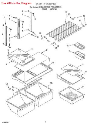 Picture of Whirlpool STUD-SHELF - Part# 1106612