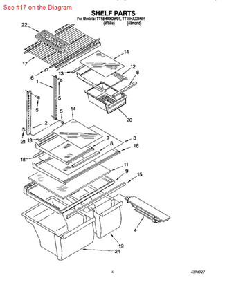 Picture of Whirlpool SHELF - Part# 2176275