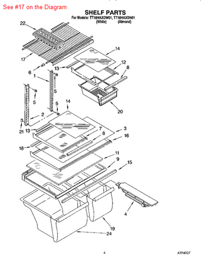 Picture of Whirlpool SHELF - Part# 2176275