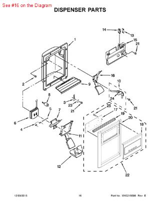 Picture of Whirlpool DISP ARM - Part# 2180268