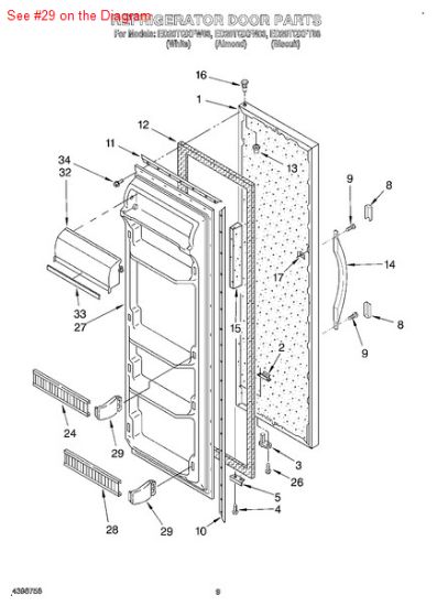 Picture of Whirlpool ENDCAP-TRIM - Part# 2196189