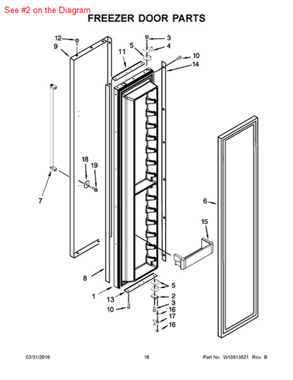Picture of Whirlpool HINGE-DOOR - Part# 2302879