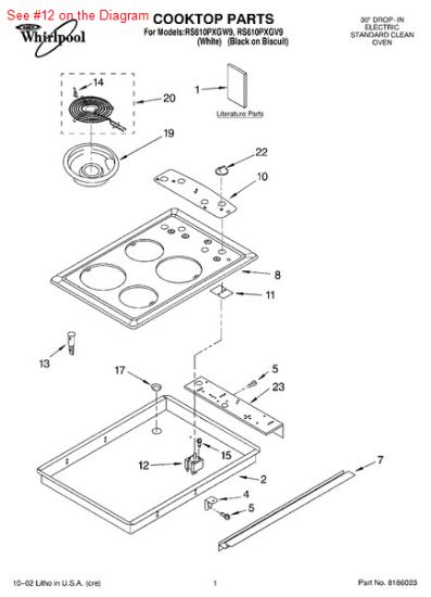 Picture of Whirlpool SWITCH-INF - Part# 3191472
