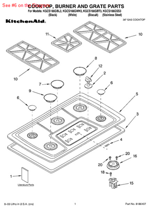 Picture of Whirlpool P1-CAP-BURNER - Part# 3192486