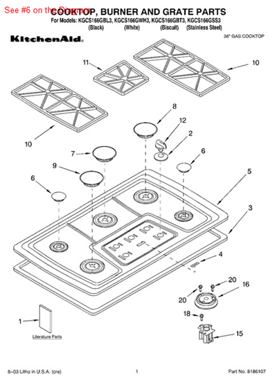 Picture of Whirlpool P1-CAP-BURNER - Part# 3192486