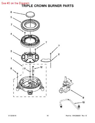Picture of Whirlpool BURNR-HEAD - Part# 8285255