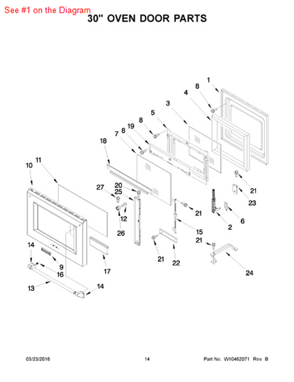Picture of Whirlpool PANEL,DOOR 30"(OS1) - Part# 9759413