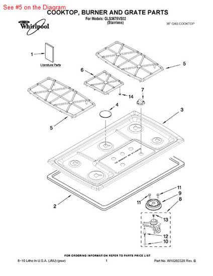 Picture of Whirlpool GRATE-BRNR - Part# 9759505