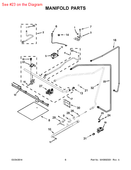 Picture of Whirlpool TUBING-GAS - Part# 98004310