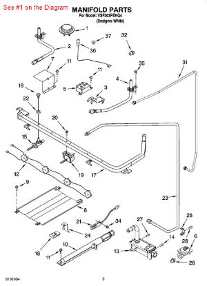 Picture of Whirlpool BURNR-TOP - Part# 98004410