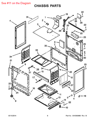 Picture of Whirlpool BOTTM-OVEN - Part# 98004449