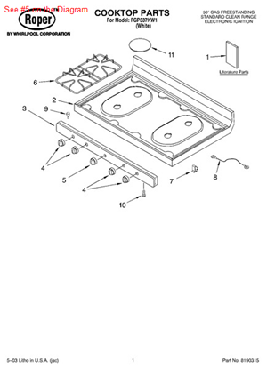 Picture of Whirlpool KNOB - Part# 98008444