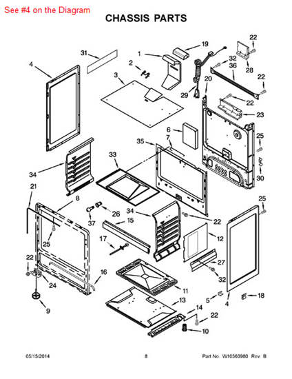 Picture of Whirlpool PANEL-SIDE - Part# 98010042