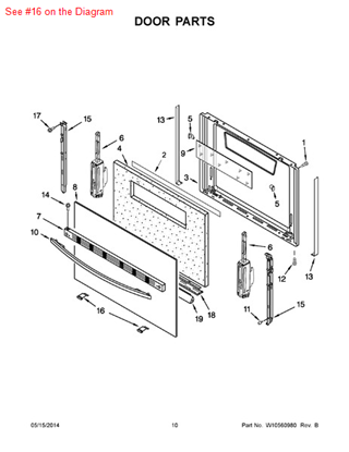 Picture of Whirlpool P1-LOWER DR TRIM WHITE - Part# 98010185