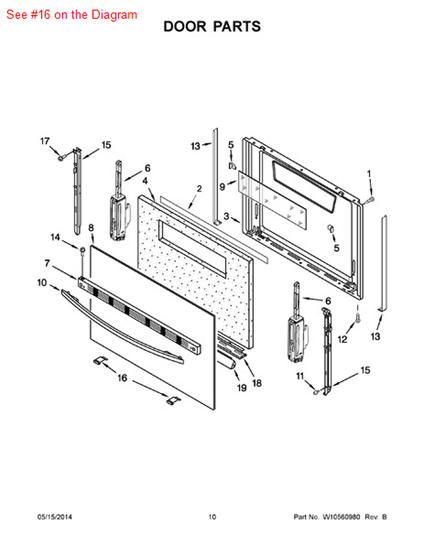 Picture of Whirlpool P1-LOWER DR TRIM WHITE - Part# 98010185