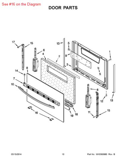 Picture of Whirlpool DOOR TRIM N - Part# 98010187