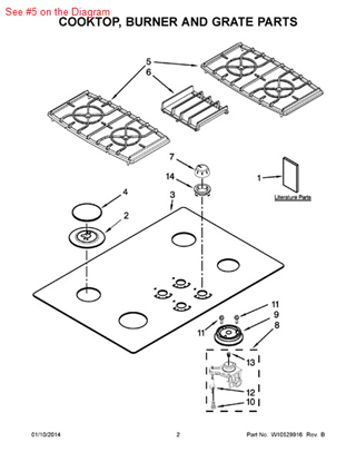 Picture of Whirlpool GRATE-BRNR - Part# 8285879CB