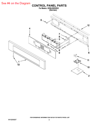 Picture of Whirlpool SWTCH-MEMB - Part# W10016020