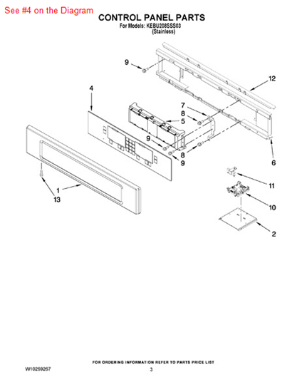 Picture of Whirlpool SWTCH-MEMB - Part# W10016020