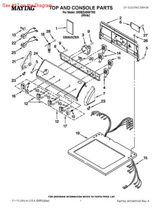 Picture of Whirlpool KNOB - Part# W10043480