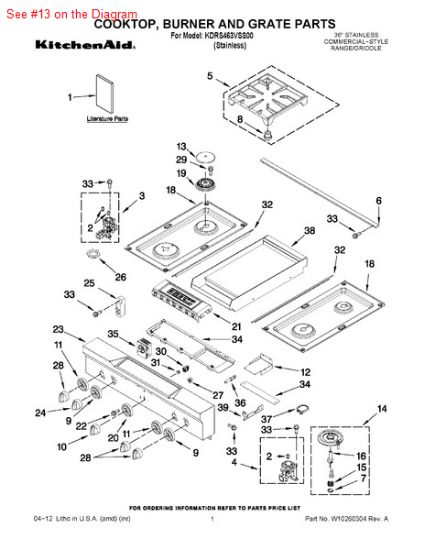 Picture of Whirlpool CAP-BURNER - Part# W10115952