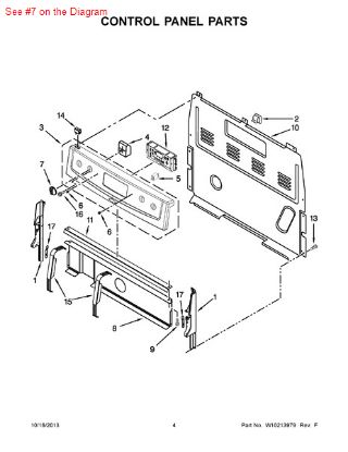 Picture of Whirlpool KNOB - Part# W10119705