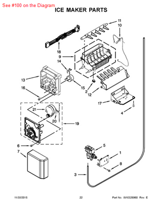 Picture of Whirlpool Jenn-Air KitchenAid Maytag Roper Admiral Sears Kenmore Norge Magic Chef Amana Refrigerator ICEMAKER - Part# W10122576