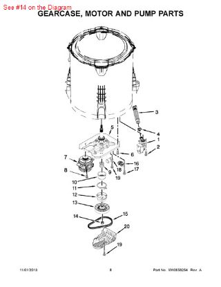Picture of Maytag Whirlpool Magic Chef Roper Norge Sears Kenmore Admiral Amana Washing Machine Clothes Washer Pulley Nut - Part# W10163336