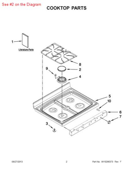 Picture of Whirlpool BURNER CAP - Part# W10169973