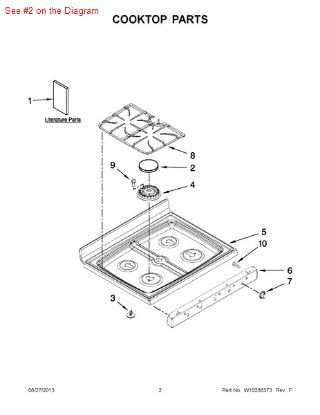 Picture of Whirlpool BURNER CAP - Part# W10169975