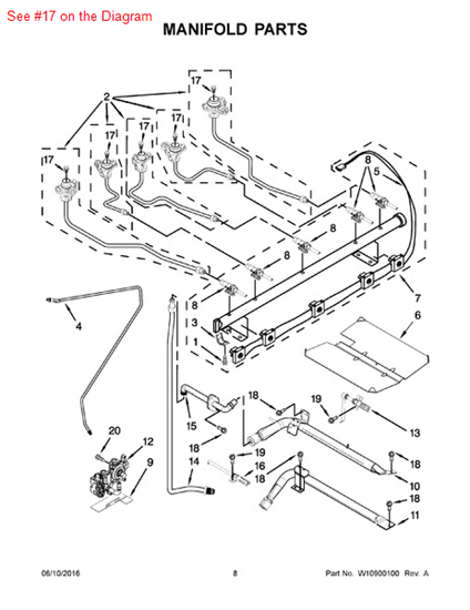Picture of Whirlpool ORIFICE - Part# W10170510