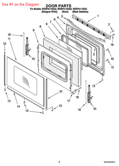 Picture of Whirlpool TRIM-DOOR - Part# W10171023