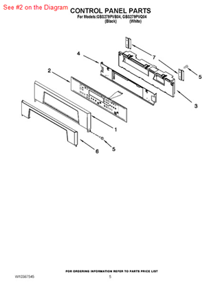 Picture of Whirlpool SWTCH-MEMB - Part# W10172116