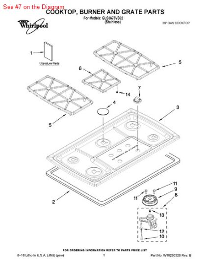 Picture of Whirlpool KNOB - Part# W10180180